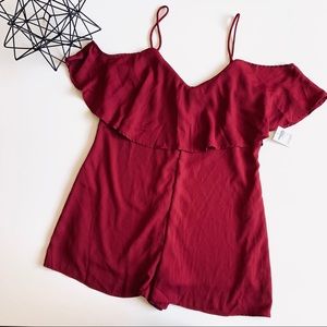 Charlotte Russe Ruffle Cold Shoulder Romper